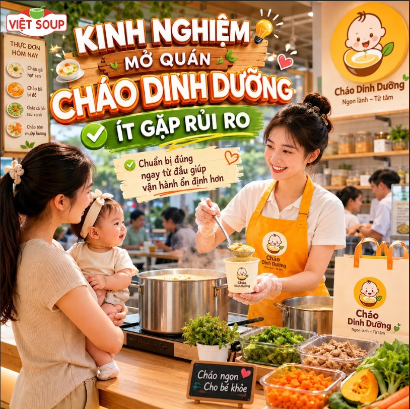 Kinh nghiệm mở cửa hàng kinh doanh cháo dinh dưỡng ít gặp rủi ro